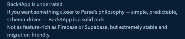 Screenshot from Indie Hackers: Discussing Firebase alternatives in 2026